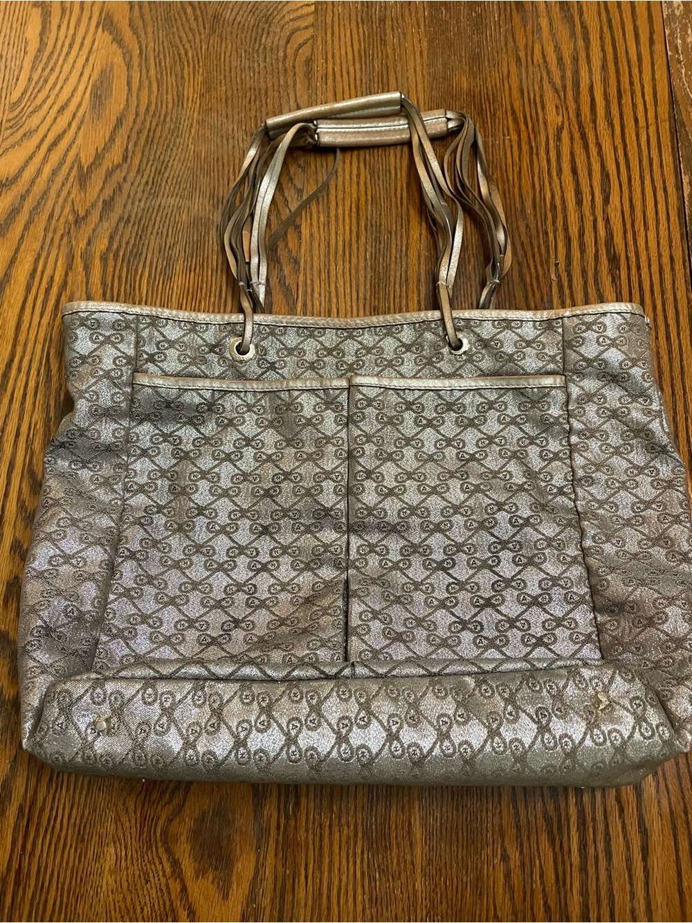 Anya Hindmarch Metallic Silver Logo Tote Bag